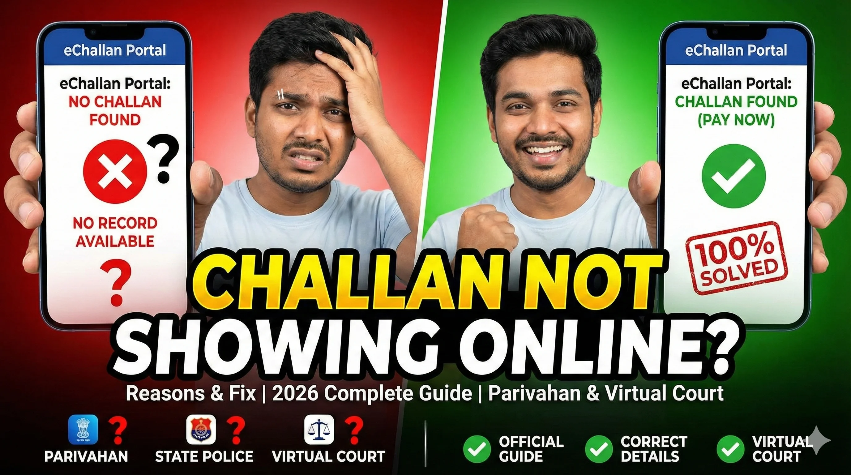 Challan not showing online - reasons and fix