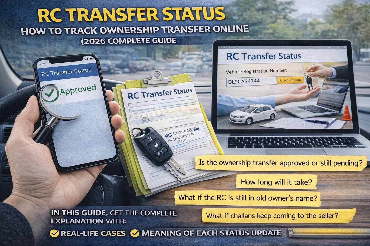 RC transfer status - track ownership transfer online