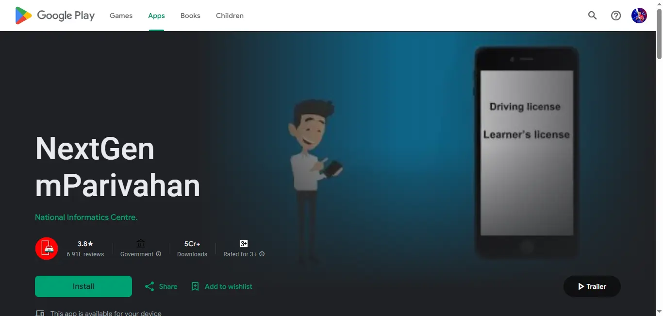 mParivahan app on Google Play Store